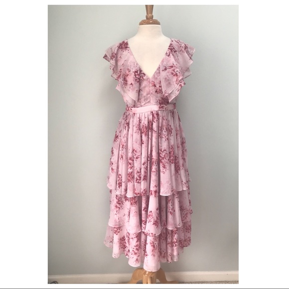 FAME AND PARTNERS FLORAL MIDI DRESS - Picture 2 of 8